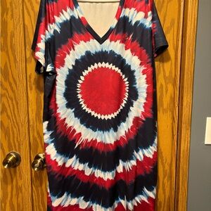 Vibrant Tie-Dye V-Neck Dress